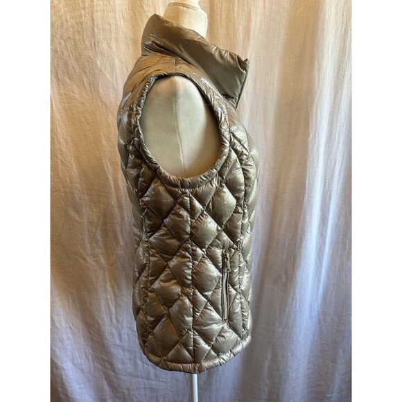 Calvin Klein Puffer Vest Womens Small Champagne‎ Silver Metallic Down Quilted - Picture 5 of 14